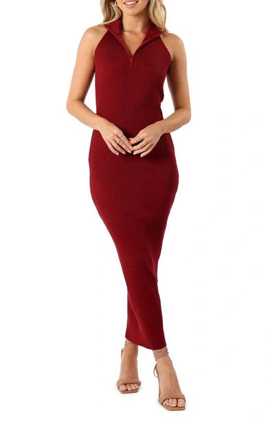 Petal And Pup Renee Rib Knit Halter Dress In Red