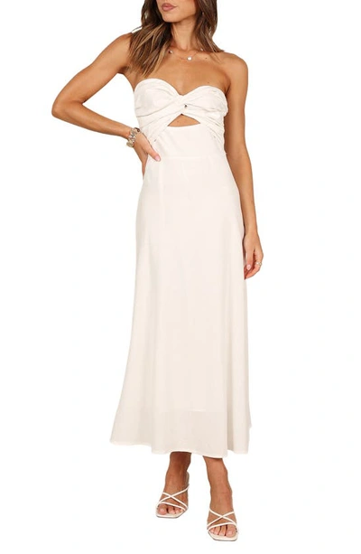 Petal And Pup Rosetta Cutout Cotton & Linen Strapless Dress In White