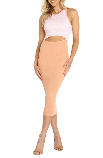 Petal And Pup Sofi Cutout Sleeveless Rib Midi Dress In Splice