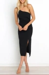 Petal And Pup Xiomar One-shoulder Midi Dress In Black