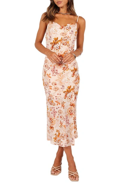 Petal And Pup Yelena Floral Print Slipdress In Orange