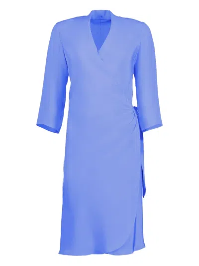 Peter Cohen Self-tie Wrap Dress In Blue