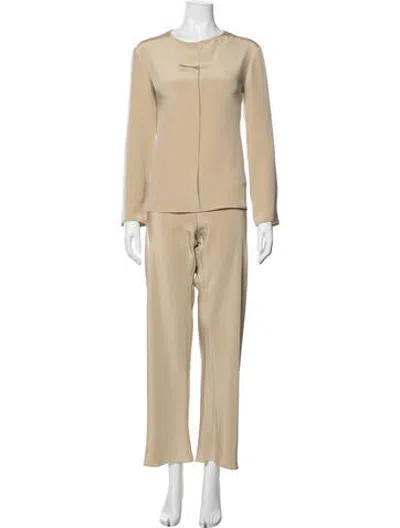 Pre-owned Peter Cohen Silk Pant Set In Neutrals