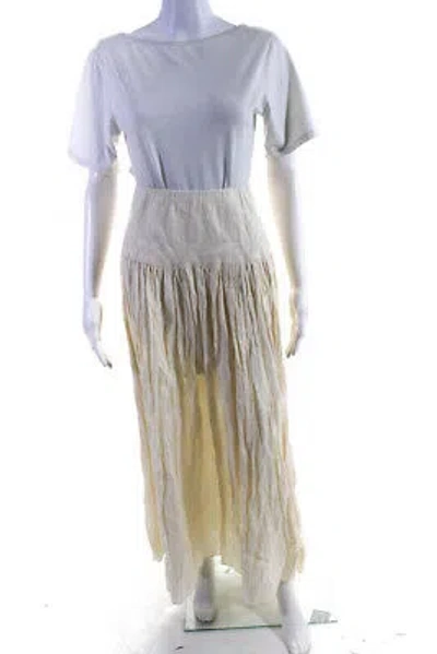 Pre-owned Peter Cohen Womens Linen High Rise A-line Sticks Maxi Skirt Beige Size Xs