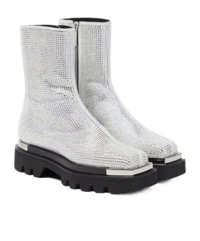 Peter Do Crystal-embellished Leather Boots In Silver