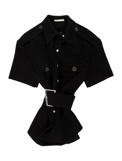 Pre-owned Peter Do Short Sleeve Button-up Top In Black