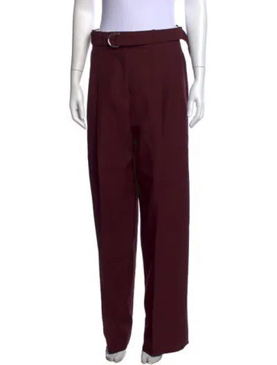 Pre-owned Peter Do Virgin Wool Wide Leg Pants In Burgundy