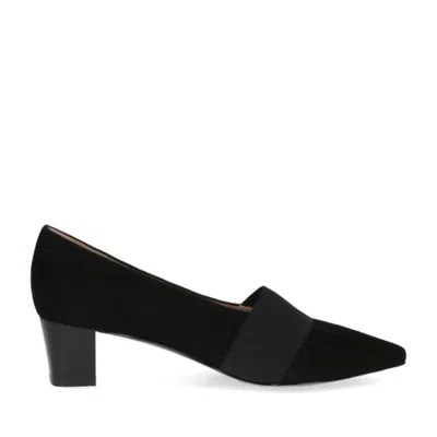 Peter Kaiser Black Pointed Toe Elastic Band Mid-block Heel Dress Pumps
