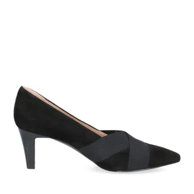 Peter Kaiser Black Pointed Toe Subtle Strap Detail Leather Dress Pumps