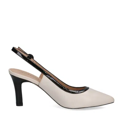 Peter Kaiser White Pointed Toe Slingback Strap Contrast Trim Dress Pumps