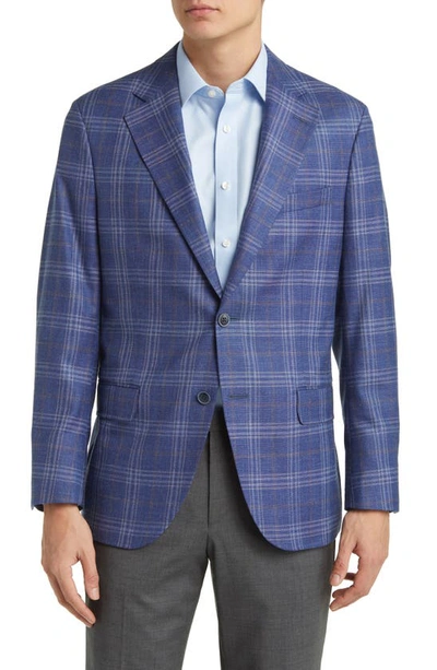 Peter Millar Tailored Fit Plaid Wool Blend Sport Coat In Blue