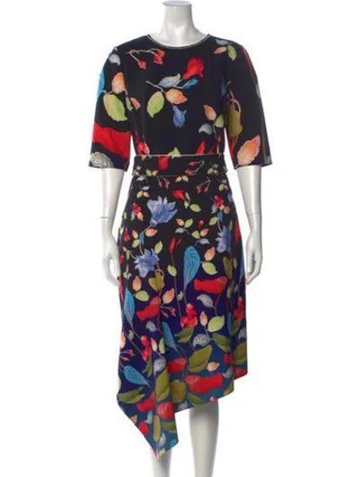 Pre-owned Peter Pilotto Floral Print Midi Length Dress In Black