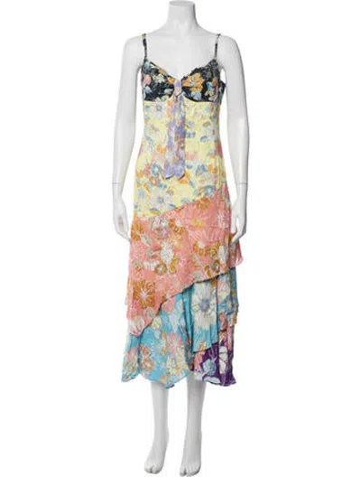 Pre-owned Peter Pilotto Floral Print Midi Length Dress In Yellow