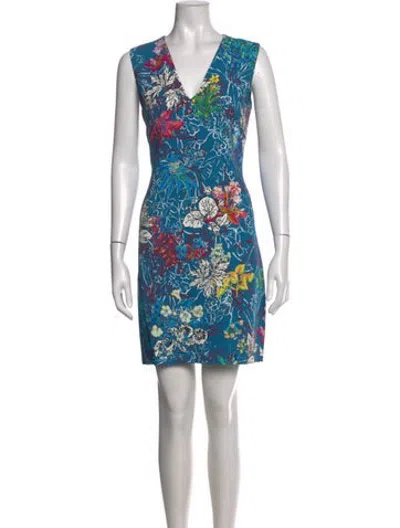 Pre-owned Peter Pilotto Floral Print Mini Dress In Blue