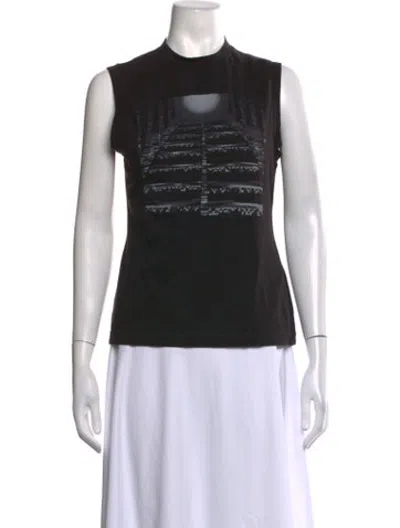 Pre-owned Peter Pilotto Graphic Print Crew Neck Top In Black