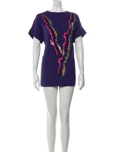 Pre-owned Peter Pilotto Graphic Print Mini Dress W/ Tags In Purple