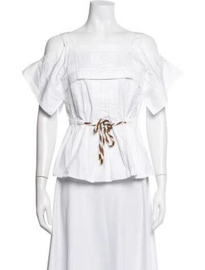 Pre-owned Peter Pilotto Off-the-shoulder Short Sleeve Top In Neutrals