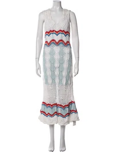 Pre-owned Peter Pilotto Patterned Long Dress In White