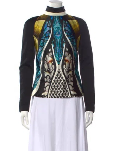 Pre-owned Peter Pilotto Printed Mock Neck Top In Black