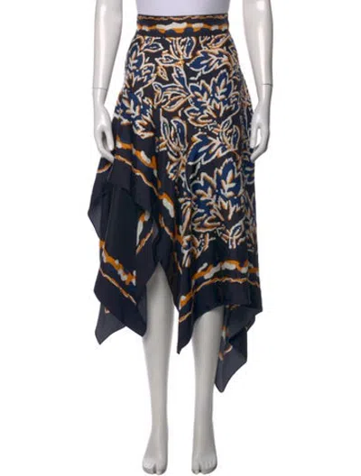 Pre-owned Peter Pilotto Silk Midi Length Skirt In Blue