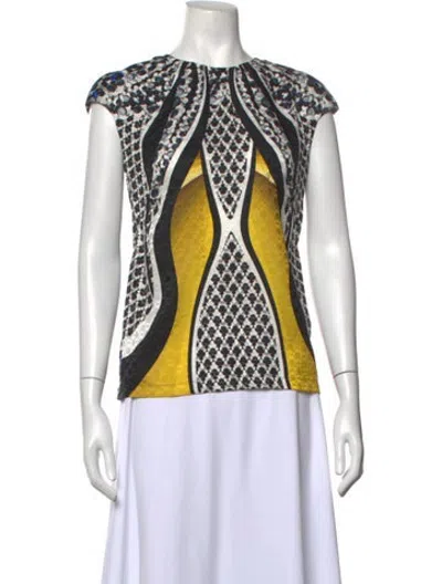 Pre-owned Peter Pilotto Silk Printed Top In Black