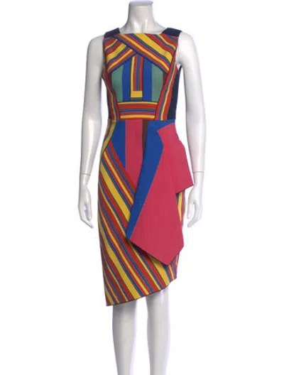 Pre-owned Peter Pilotto Striped Knee-length Dress In Yellow