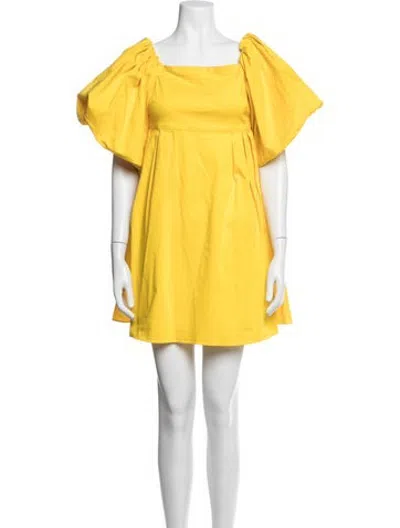 Pre-owned Peter Som Square Neckline Mini Dress In Yellow