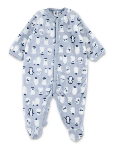 Petit Bateau Baby Fleece Footed Sleeper In Blue
