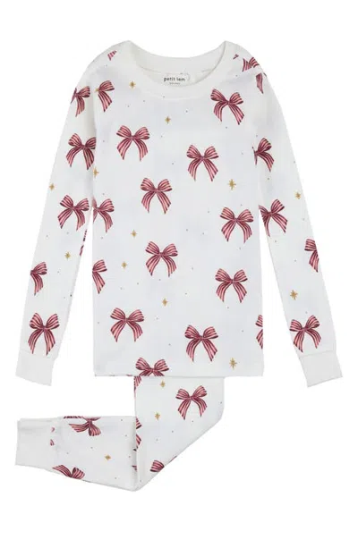 Petit Lem Kids' Bow Print Pajama Set In Multi