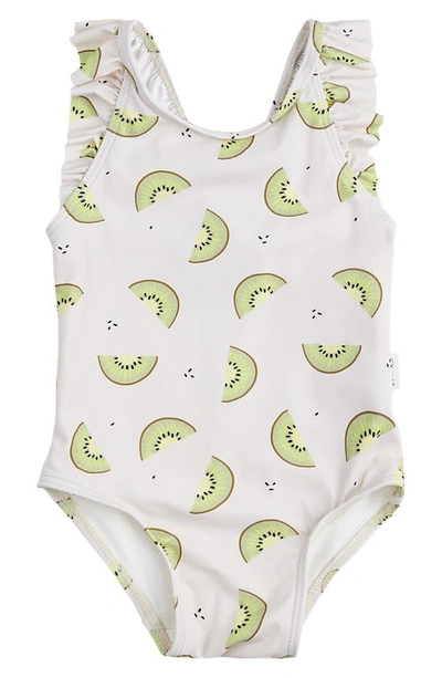 Petit Lem Babies' Kiwi One-piece Swimsuit In Cream