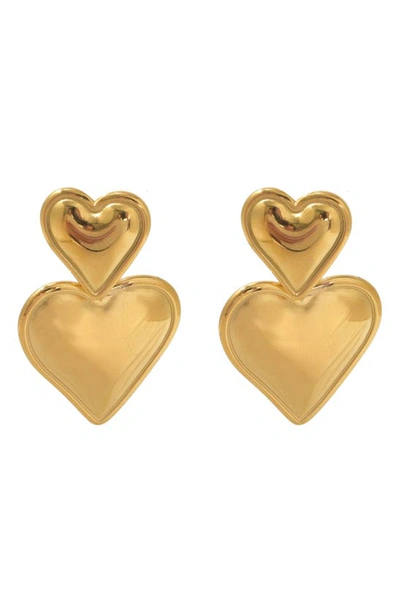 Petit Moments Francesca Double Heart Drop Earrings In Gold