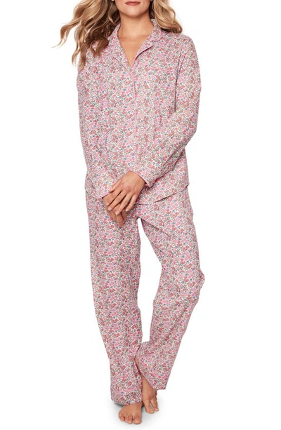 Petite Plume Fleurs De Rose Cotton Pajamas In Pink