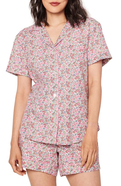 Petite Plume Fleurs De Rose Cotton Short Pyjamas In Pink