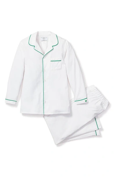 Petite Plume Kids' Piped Two-piece Pajamas In White
