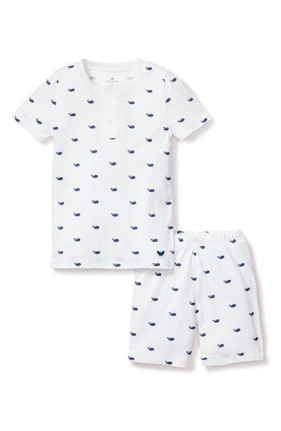 Petite Plume Kids' Print Fitted Two-piece Pima Cotton Short Pajamas In White