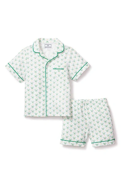 Petite Plume Kids' Print Two-piece Short Pajamas In Green
