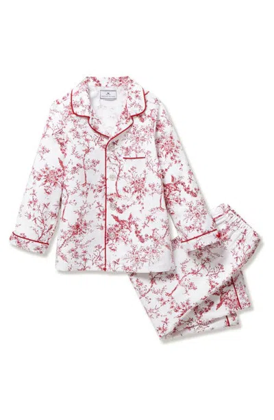 Petite Plume Kids' Toile Twill Pajama Set In White