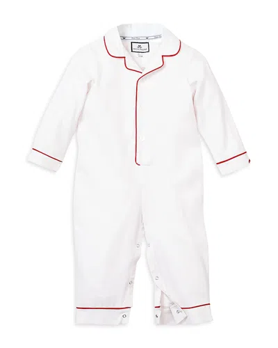 Petite Plume Unisex Piping Romper - Baby In White