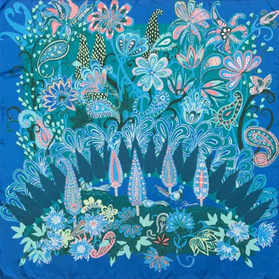 Petrusse Women's Blue Silk Square Scarf - Fanny Emerald