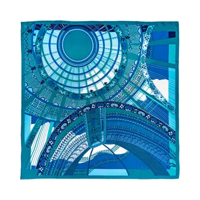 Petrusse Women's Blue Silk Square Scarf - Sous Le Ciel De Paris Emerald Green