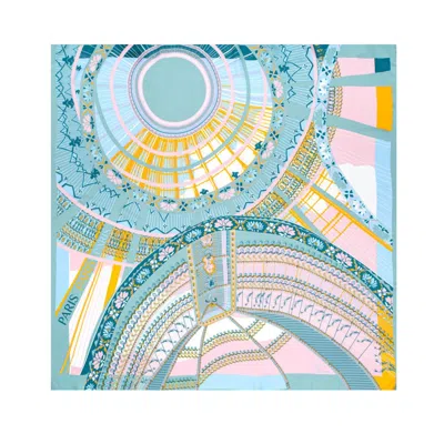 Petrusse Women's Blue Silk Square Scarf - Sous Le Ciel De Paris Pastel