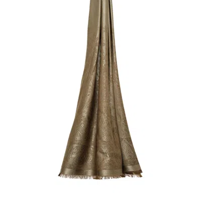 Petrusse Women's Green Wool & Silk Stole - Palma Pesto In Brown