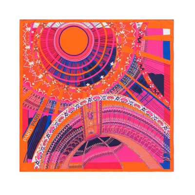Petrusse Women's Red Silk Square Scarf - Sous Le Ciel De Paris Neon