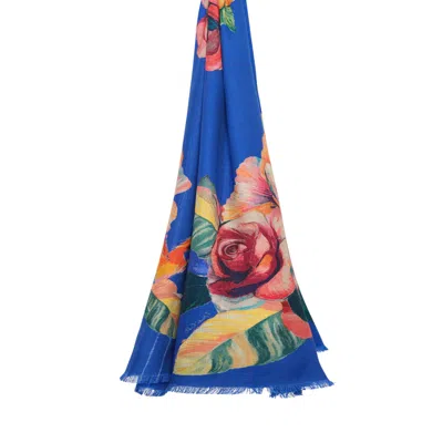 Petrusse Women's Wool & Silk Stole - Icone Blue