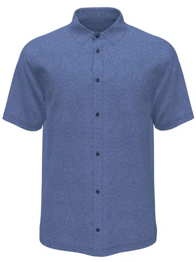 Pga Tour Mens Moisture Wicking Short Sleeve Button-down Shirt In Blue
