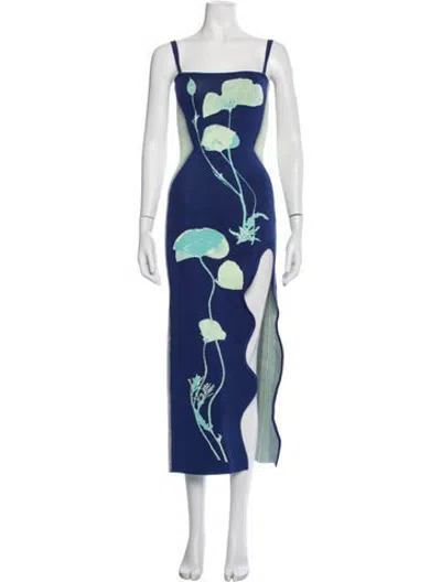 Pre-owned Ph5 Floral Print Midi Length Dress In Blue