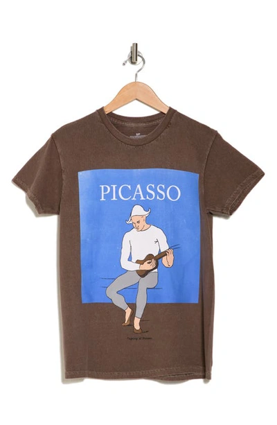 Philcos Picasso Cotton Graphic T-shirt In Brown Pigment