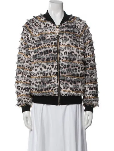 Pre-owned Philipp Plein Animal Print Bomber Jacket In Grey