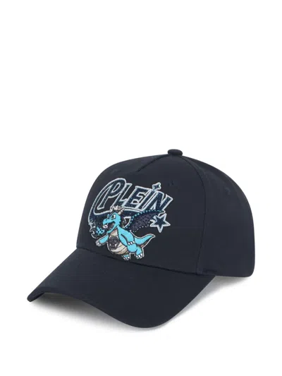 Philipp Plein Dragon-patch Embellished Baseball Cap In Blue