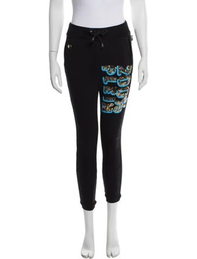 Pre-owned Philipp Plein Graphic Print Sequin Embellishments Sweatpants In Black